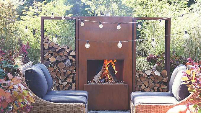 2022 puits brûlant du feu nouvel de style de la cheminée GN-FP-510 Corten en bois extérieur d'acier