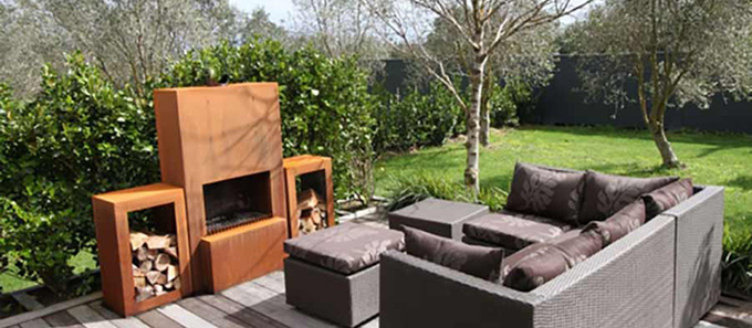 2022 puits brûlant du feu nouvel de style de la cheminée GN-FP-510 Corten en bois extérieur d'acier