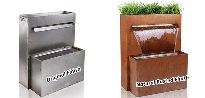 Le jardin en acier multifonctionnel en métal de cascade de Corten ornemente la caractéristique de l'eau avec le planteur