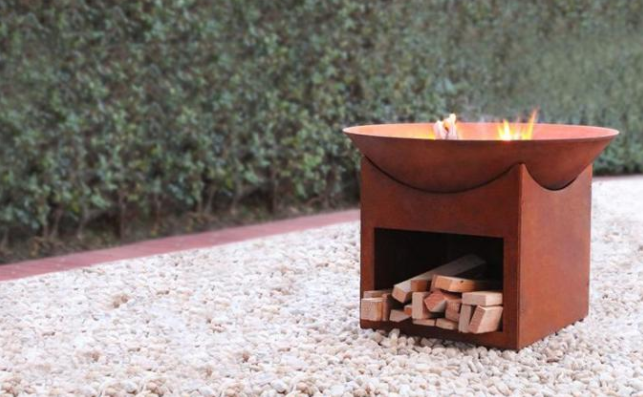 Puits en acier conçu adapté aux besoins du client de cuvette de feu de Corten de jardin de stockage extérieur de bois de chauffage