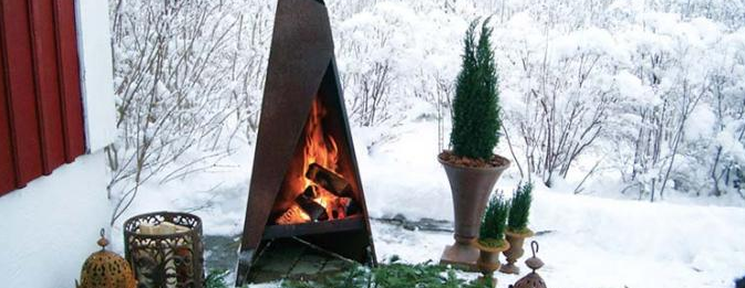 Cheminée extérieure 120cm moderne libre Corten géométrique Chimenea en acier