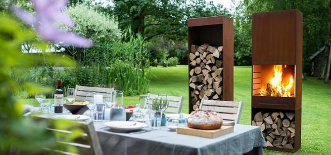 Gril en bois rectangulaire de cheminée de stockage de Rusty Outdoor Heating Corten Steel