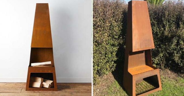 Cheminée extérieure conçue par contemporain grand Corten Chiminea en acier