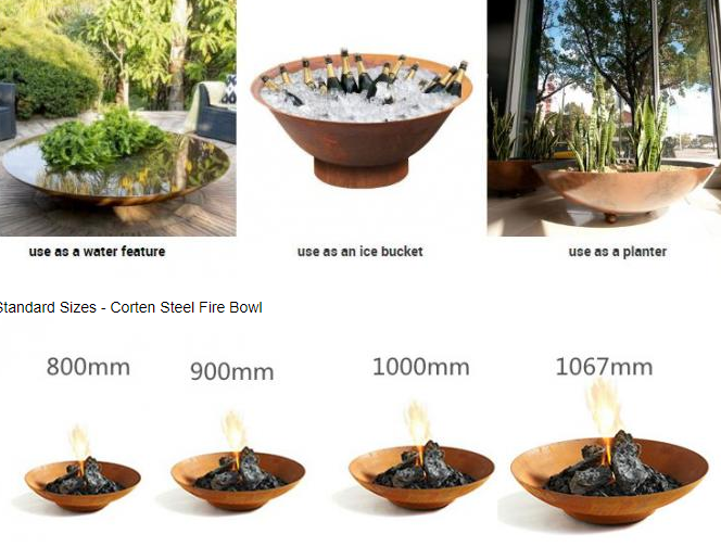 Bois multifonctionnel brûlant le feu en acier Pit And Water Bowl de 80cm Corten