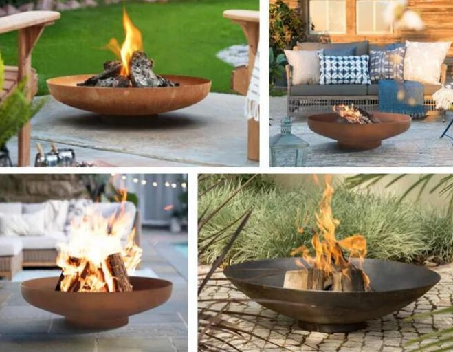 Bois multifonctionnel brûlant le feu en acier Pit And Water Bowl de 80cm Corten