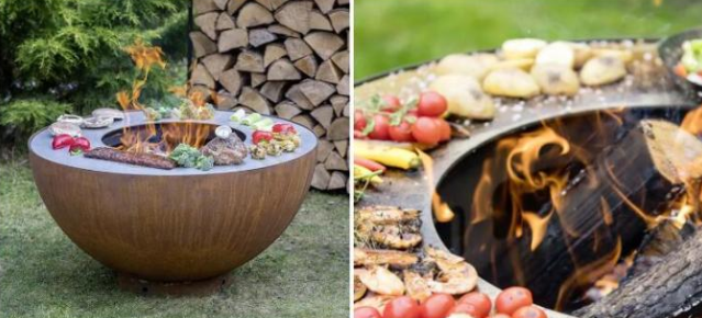 Cuvette de feu en acier rouillée naturelle à cuire extérieure de Corten de BARBECUE avec l'anneau de gril