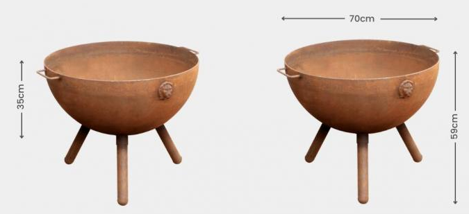 cuvette de feu en acier extérieure de 70cm Heater Charcoal Rustic Burner Cauldron Corten