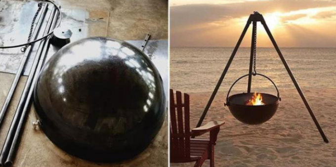 Trépied extérieur d'appareils de chauffage d'ODM d'OEM accrochant la cuvette de feu en acier de Corten avec le gril de BARBECUE