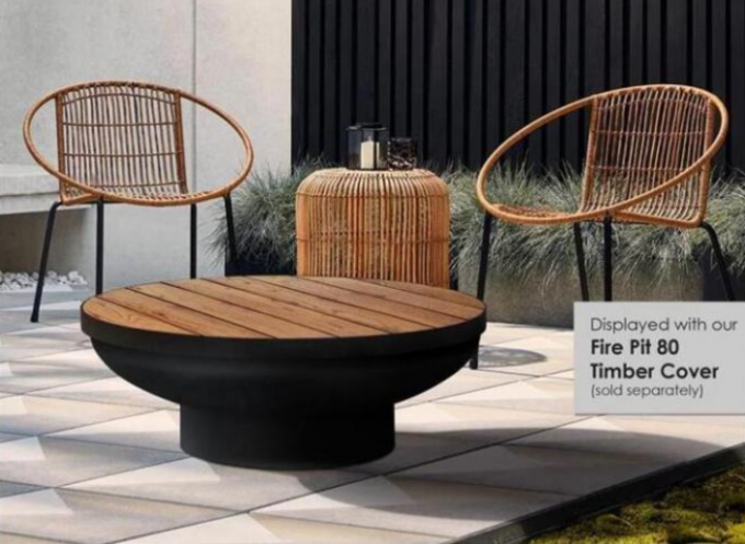 brûleur à charbon de bois extérieur peint noir de 80cm autour du puits en acier de cuvette de feu de Corten