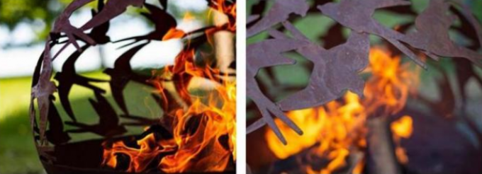 La conception brûlante en bois de coupe de laser a oxydé le puits en acier du feu de globe d'hirondelles de Corten