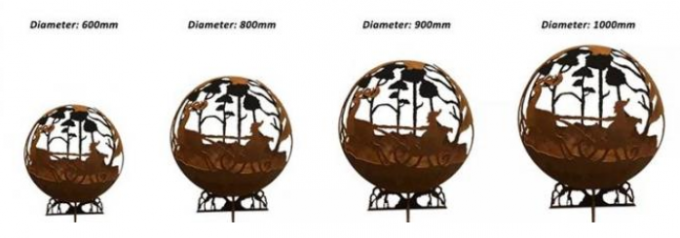 La conception brûlante en bois de coupe de laser a oxydé le puits en acier du feu de globe d'hirondelles de Corten