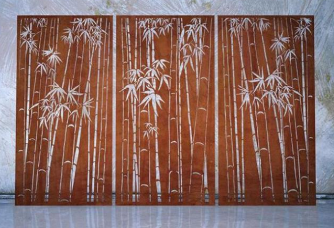 Mur de jardin montant les panneaux en acier décoratifs rustiques de Corten de conception en bambou