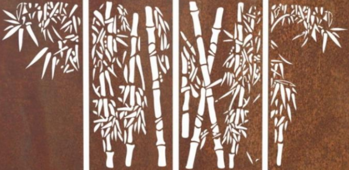 Mur de jardin montant les panneaux en acier décoratifs rustiques de Corten de conception en bambou
