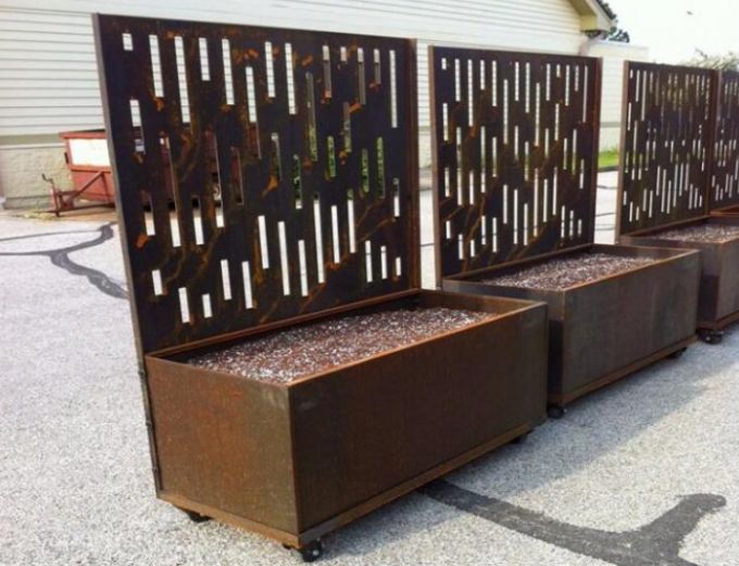 Grands panneau de Corten et boîte décoratifs en acier rectangulaires de planteur pour le jardin