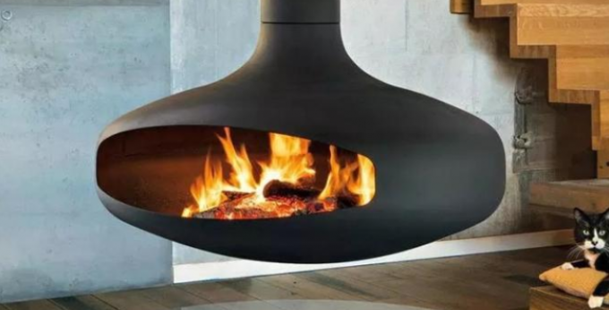 Cheminée en acier accrochante suspendue tournante brûlante en bois décoratif d'intérieur