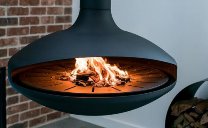 Cheminée en acier accrochante suspendue tournante brûlante en bois décoratif d'intérieur