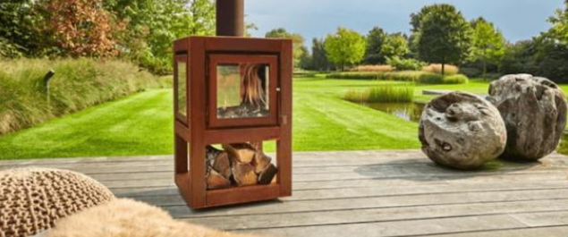 Fourneau en acier de Corten de cheminée extérieure brûlante en bois en métal pour des appareils de chauffage de patio