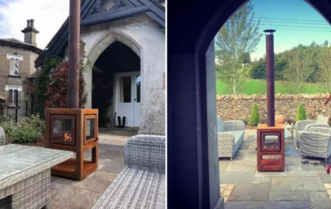 Fourneau en acier de Corten de cheminée extérieure brûlante en bois en métal pour des appareils de chauffage de patio
