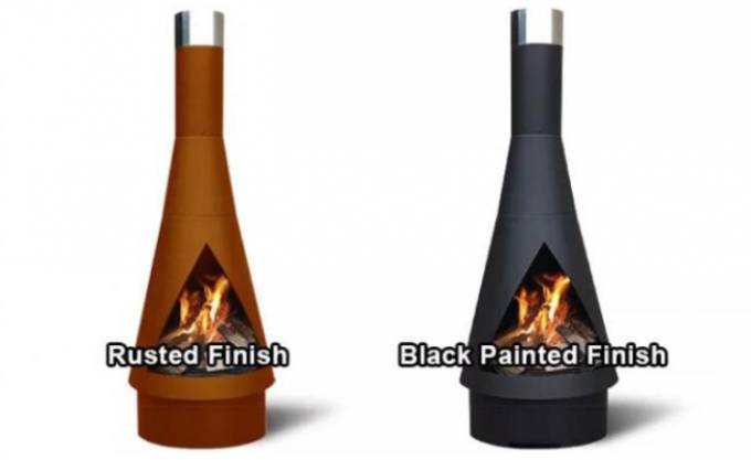 Obélisque à angles en acier rustique Chiminea de Corten de cheminée brûlante en bois extérieure