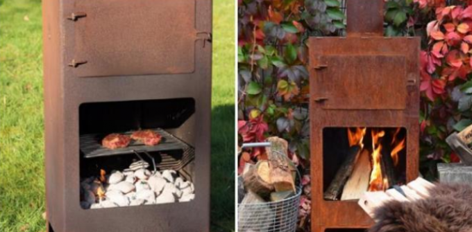 Cheminée extérieure d'Oven Wood Burning Corten Steel de pizza de jardin avec des grils