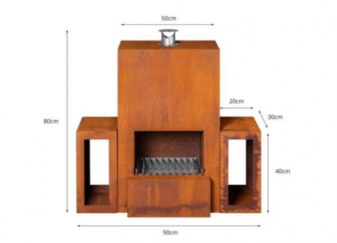 Bois libre extérieur fait sur commande brûlant Corten Firepit en acier avec le stockage en bois