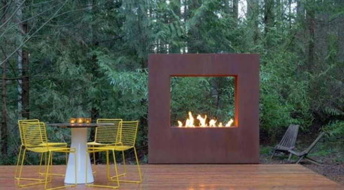La conception moderne décorative s'est rouillée foyer au gaz en acier extérieur de nature de Corten