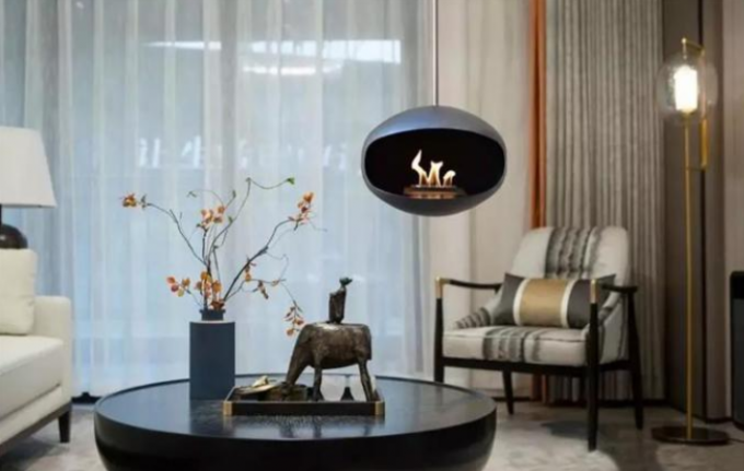 Bio cheminée d'intérieur moderne d'éthanol de Matte Black Ceiling Mounted Hanging
