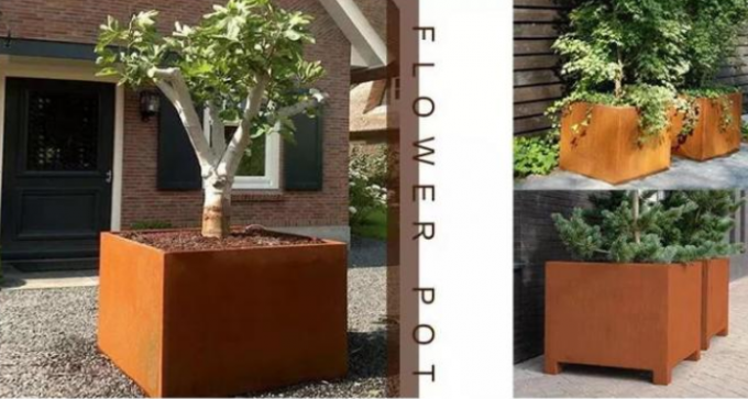 Grandes boîtes de planteur de Rusty Square Corten Steel Flower de pots de jardin en métal