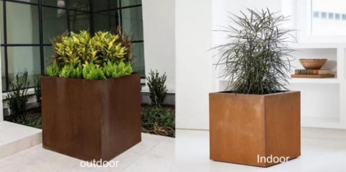 Grandes boîtes de planteur de Rusty Square Corten Steel Flower de pots de jardin en métal