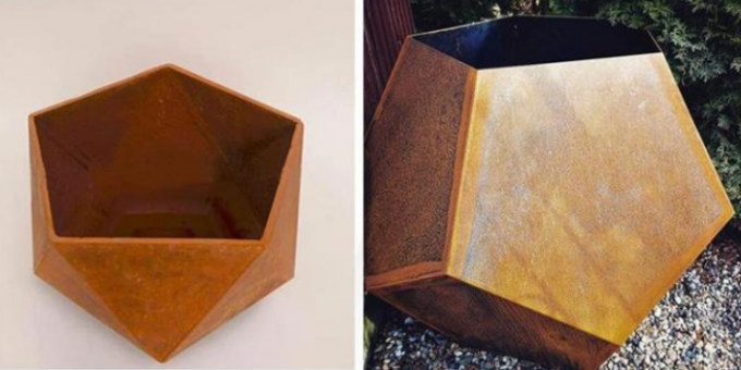 Grands planteurs hexagonaux de fleur en métal de Corten de conteneur de pots de jardin pour des patios
