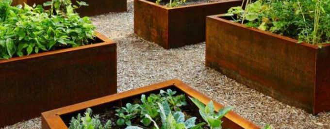 Lit augmenté en acier de jardin de Corten en métal de jardin de planteur sans fond de légumes