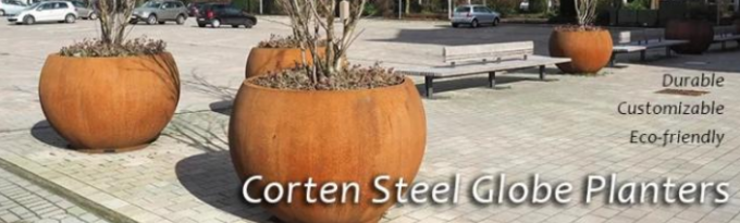 Pots en acier de planteur d'arbre de globe de Corten de sphères géométriques extérieures pour le Streetscape