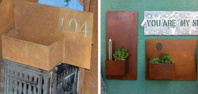 Planteur extérieur de tenture de rectangle de Rusty Metal Ornaments Weathering Steel