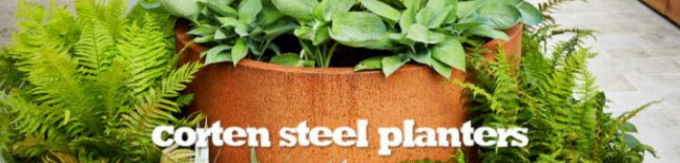 Pots en acier de jardin de cylindre de Corten en métal de planteurs circulaires décoratifs de fleur