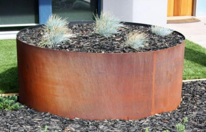 Pots en acier de jardin de cylindre de Corten en métal de planteurs circulaires décoratifs de fleur