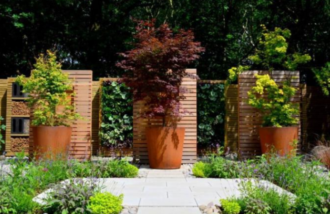 Planteurs coniques en acier coniques extérieurs de Corten de cylindre de pots de fleur en métal de jardin