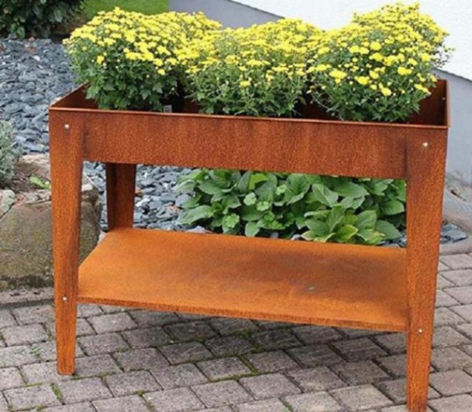 Planteur et support augmentés en acier de lit de jardin de Corten de rectangle métallique solide extérieur