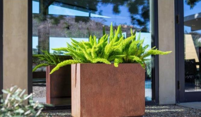 Planteur rectangulaire de fleur de cuvette de conception moderne de rouille de Corten en métal grand d'envergure
