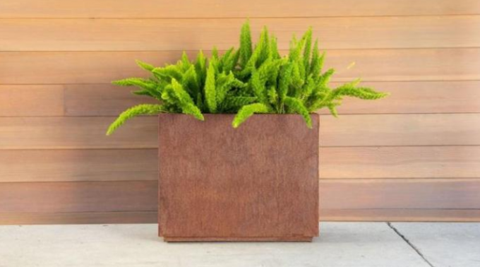 Planteur rectangulaire de fleur de cuvette de conception moderne de rouille de Corten en métal grand d'envergure