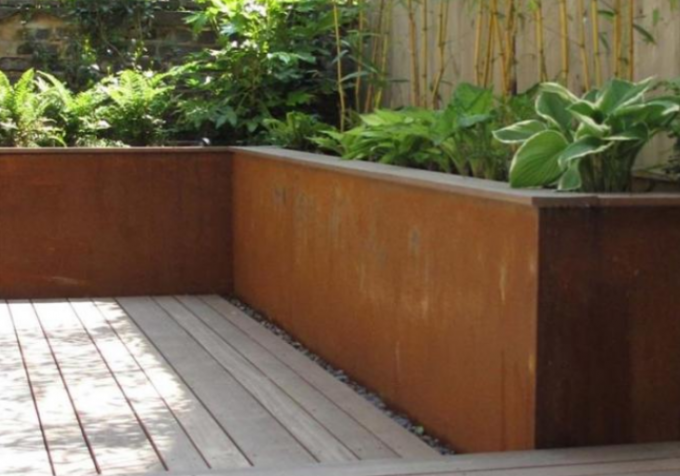 Boîte faisante le coin en acier contemporaine de planteur en métal de Corten pour extérieur résidentiel