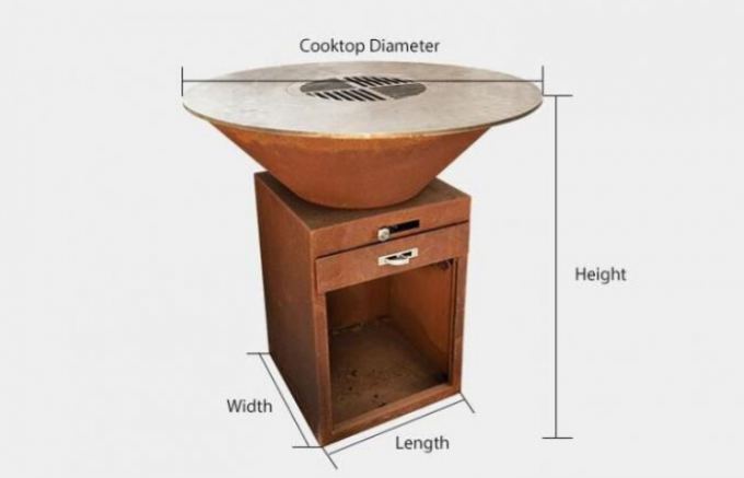 Le feu extérieur en acier Pit Grill With Ash Drawer de Corten de barbecue moderne de charbon de bois