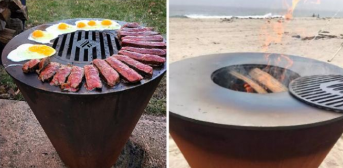 Cône brûlant en bois survivant au gril à cuire extérieur en acier pour le barbecue campant