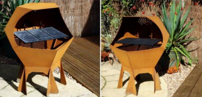 Le feu extérieur en acier rustique Pit And Barbecue Grill de Copming Corten de décaèdre