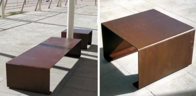 Banc extérieur de la taille 40cm Rusty Red Corten Steel Park avec des selles d'Optinal