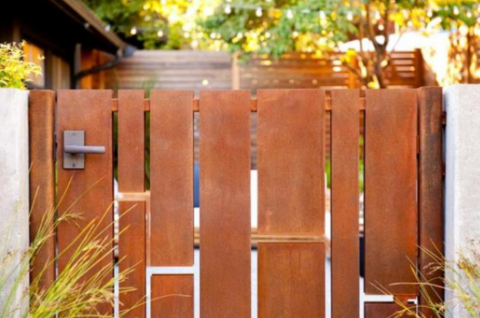 Voie de base en acier de Rusty Laser Cut Rusty Corten de jardin de villa avec la poignée et la serrure