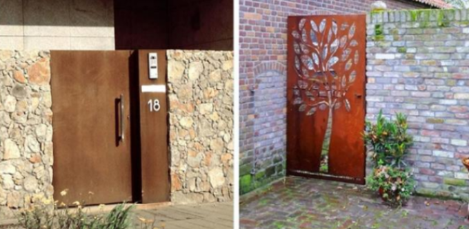 Voie de base en acier de Rusty Laser Cut Rusty Corten de jardin de villa avec la poignée et la serrure