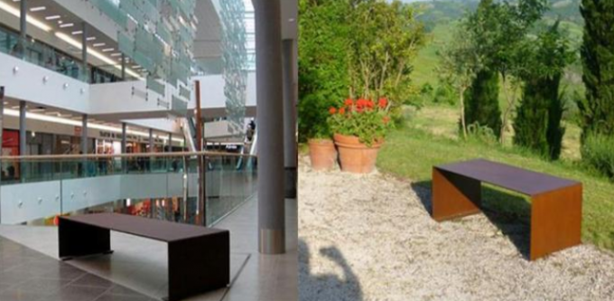 Banc en acier de Corten de conception de meubles minimalistes extérieurs et d'intérieur de patio