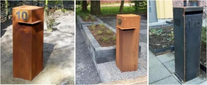 Boîte de lettre en acier de courrier de Corten de trottoir en métal de boîte rustique résidentielle de baisse