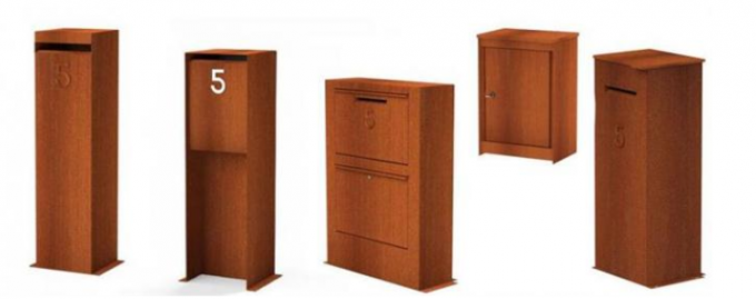 Boîtes aux lettres en acier de Corten en métal de boîte postale de serrure imperméable extérieure de clé