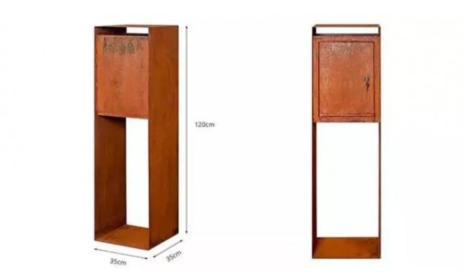 Boîtes aux lettres en acier de Corten en métal de boîte postale de serrure imperméable extérieure de clé